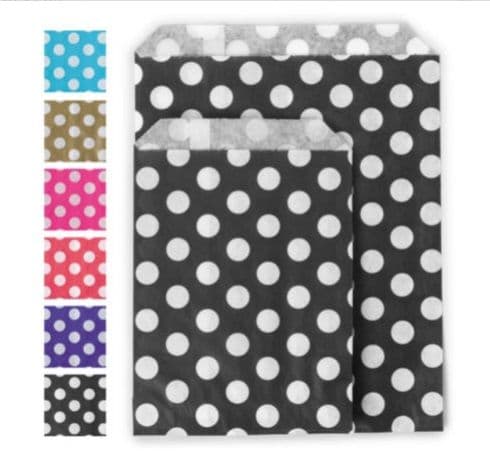 Coloured Polka Dot Paper Counter Bags - Various Colours (Pack of 1000 )